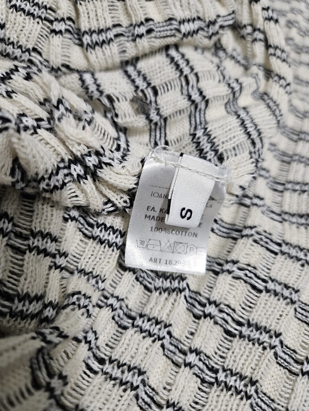 Ioanna Kourbela Woven Cotton Stripe Top in White and Navy View 5